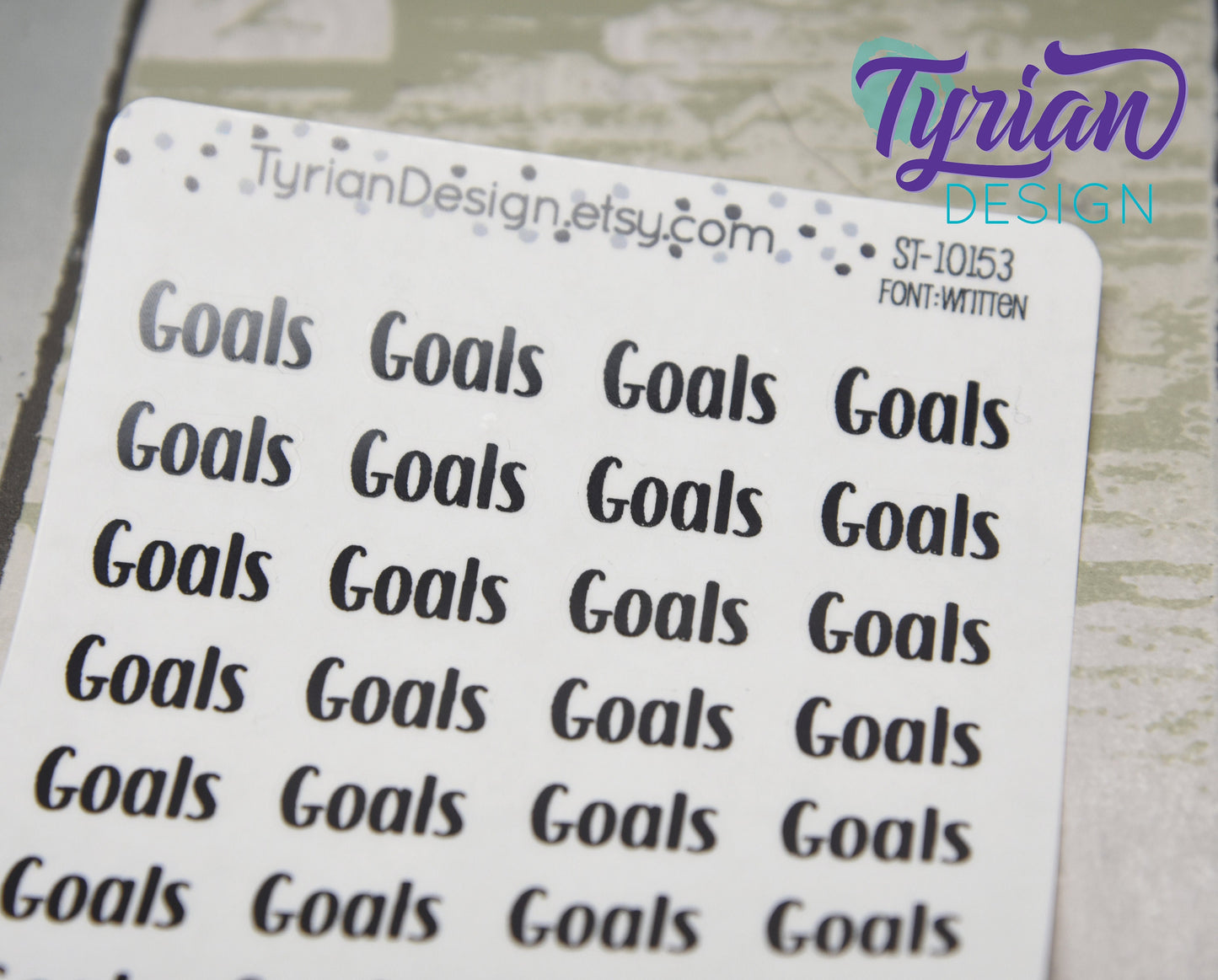 Goals Stickers | 32 Stickers | .675" x .325"each | different fonts.