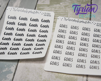 Goals Stickers | 32 Stickers | .675" x .325"each | different fonts.