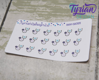 Doctor Stickers - Tiny stethoscope stickers on a mini sheet - Great for small bullet Journals, Planner, Budget, or mimimalist planners