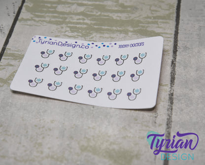 Doctor Stickers - Tiny stethoscope stickers on a mini sheet - Great for small bullet Journals, Planner, Budget, or mimimalist planners