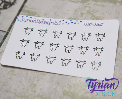 Dentist Stickers - Tiny Tooth stickers on a mini sheet - Great for small bullet Journals, Planner, Budget, or mimimalist planners
