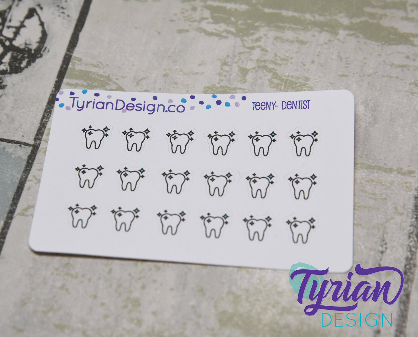 Dentist Stickers - Tiny Tooth stickers on a mini sheet - Great for small bullet Journals, Planner, Budget, or mimimalist planners