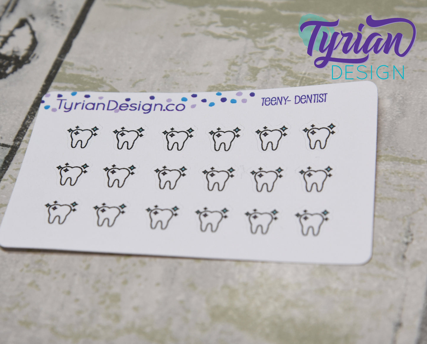 Dentist Stickers - Tiny Tooth stickers on a mini sheet - Great for small bullet Journals, Planner, Budget, or mimimalist planners