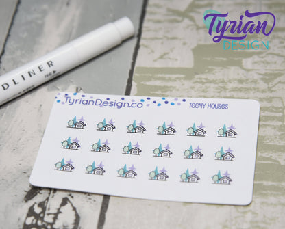 House Stickers - Tiny House stickers on a mini sheet - Great for small bullet Journals, Planner, Budget, or mimimalist planners
