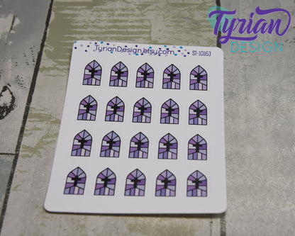 Church Stained Glass Window Icon Stickers | 20 Stickers | .8 x 5." each.