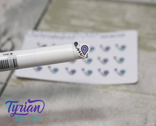 Map Stickers - Tiny travel stickers on a mini sheet - Great for small bullet Journals, Planner, Budget, or mimimalist planners