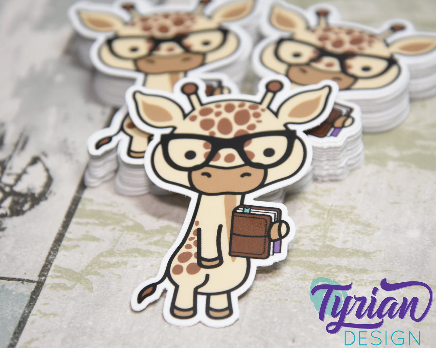 Nerd Giraffe with Planner Vinyl Sticker, Norman |  2.25x3"