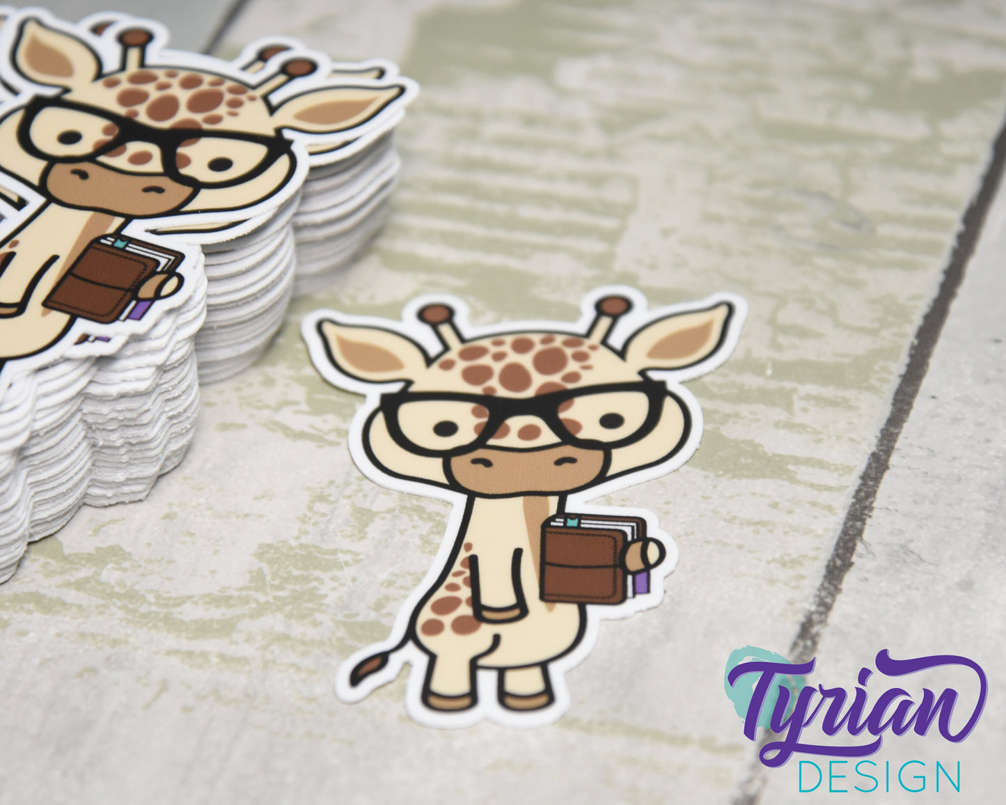 Nerd Giraffe with Planner Vinyl Sticker, Norman |  2.25x3"