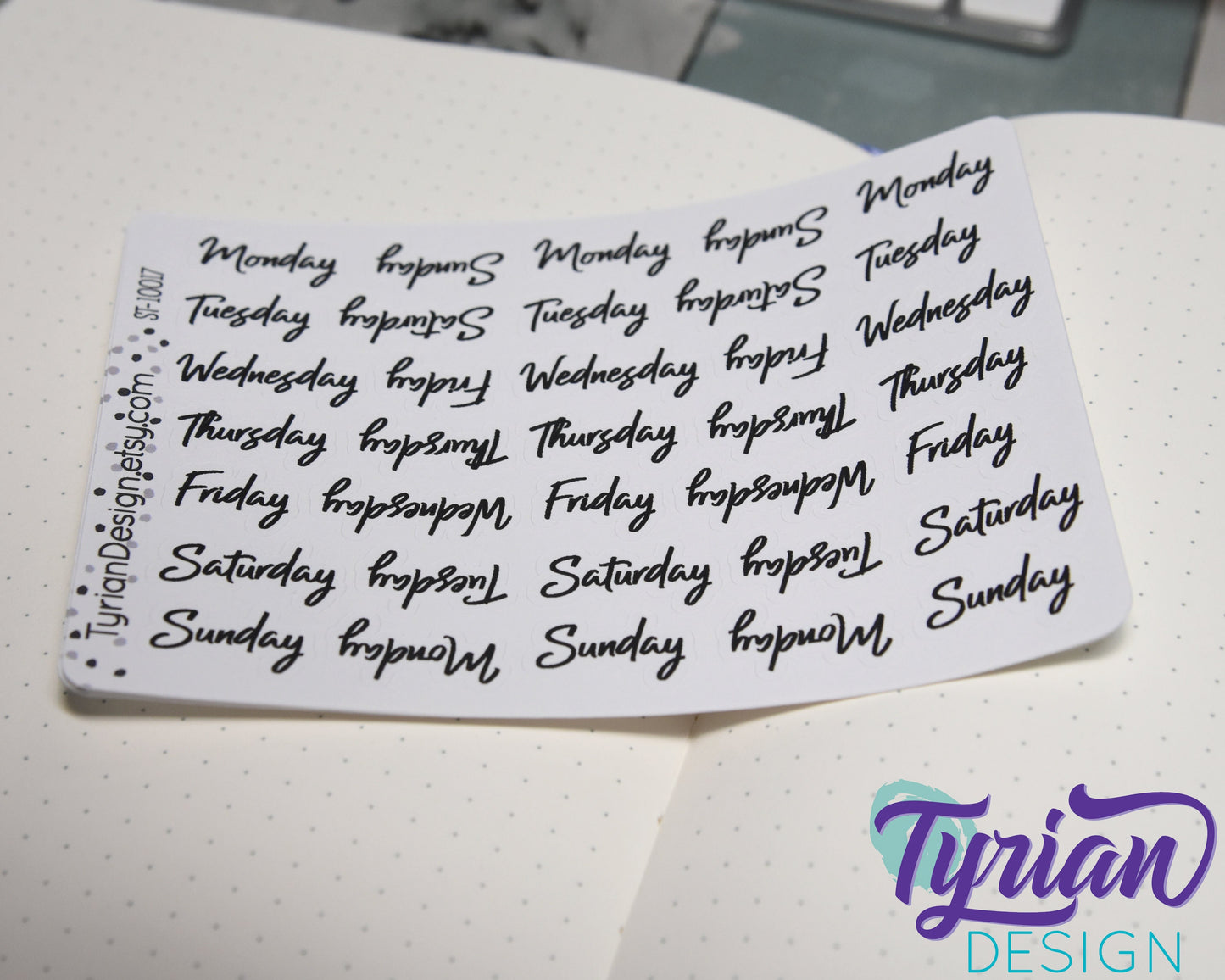 Days of the week Stickers | 35 Stickers | .5" H x Various lengths