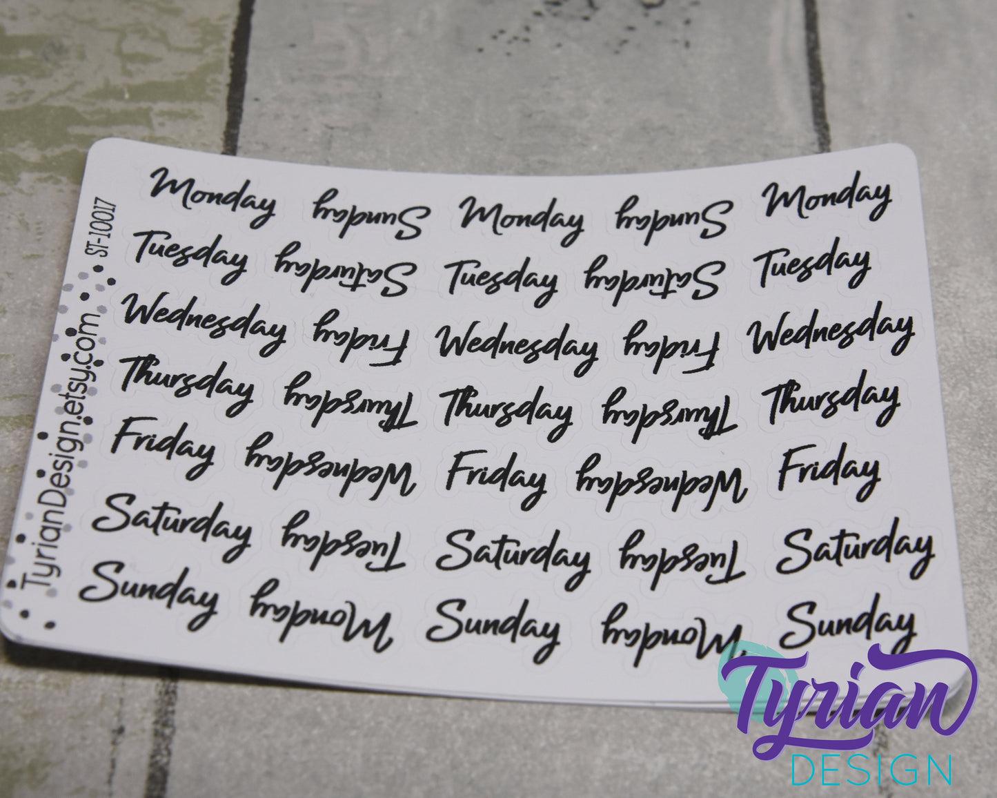 Days of the week Stickers | 35 Stickers | .5" H x Various lengths