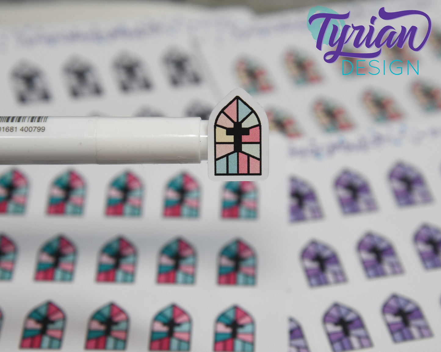 Church Stained Glass Window Icon Stickers | 20 Stickers | .8 x 5." each.