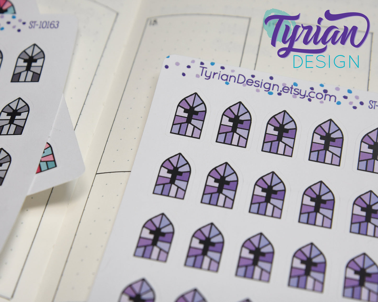 Church Stained Glass Window Icon Stickers | 20 Stickers | .8 x 5." each.