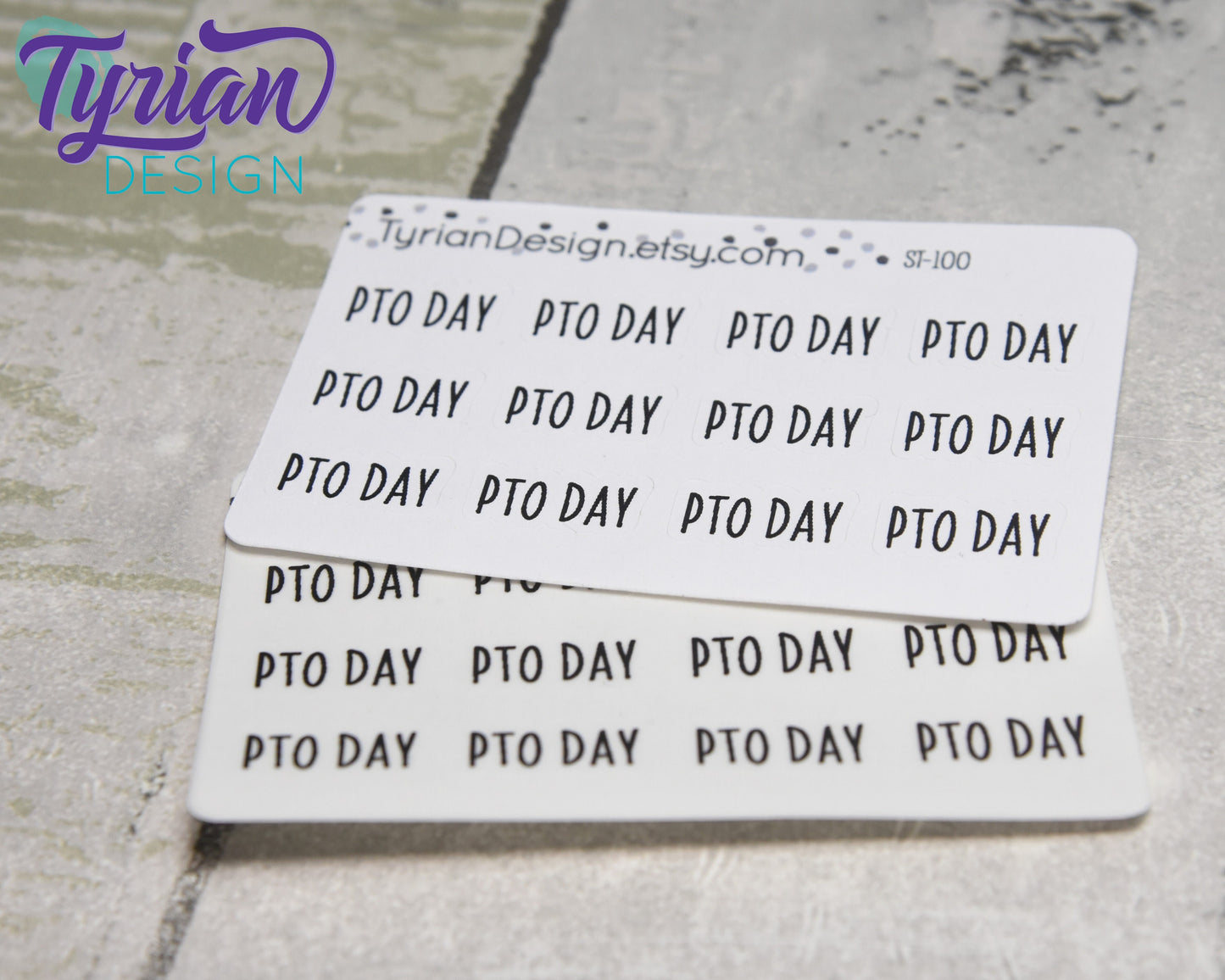 PTO Day Stickers Mini Sheet for Planners and Journals. Black Type, clear or white matte stickers - Paid Time Off Stickers