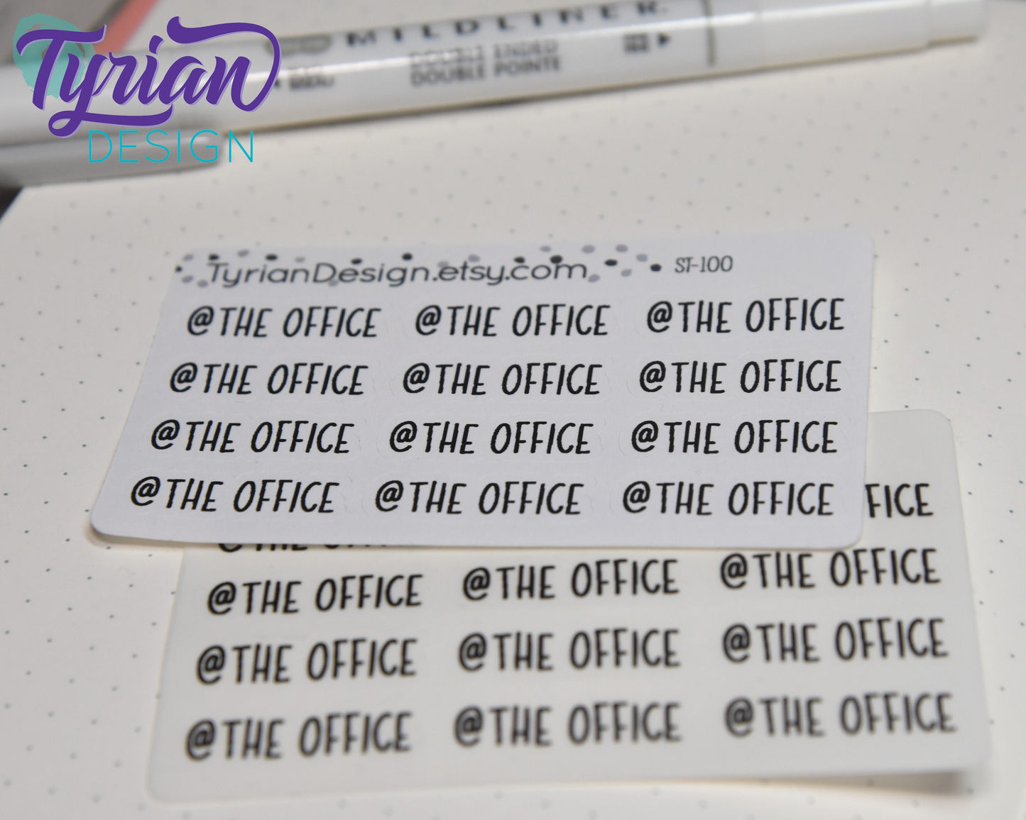 At the office Stickers Mini Sheet for Planners and Journals. Black Type, clear or white matte stickers - @ the office - Charley