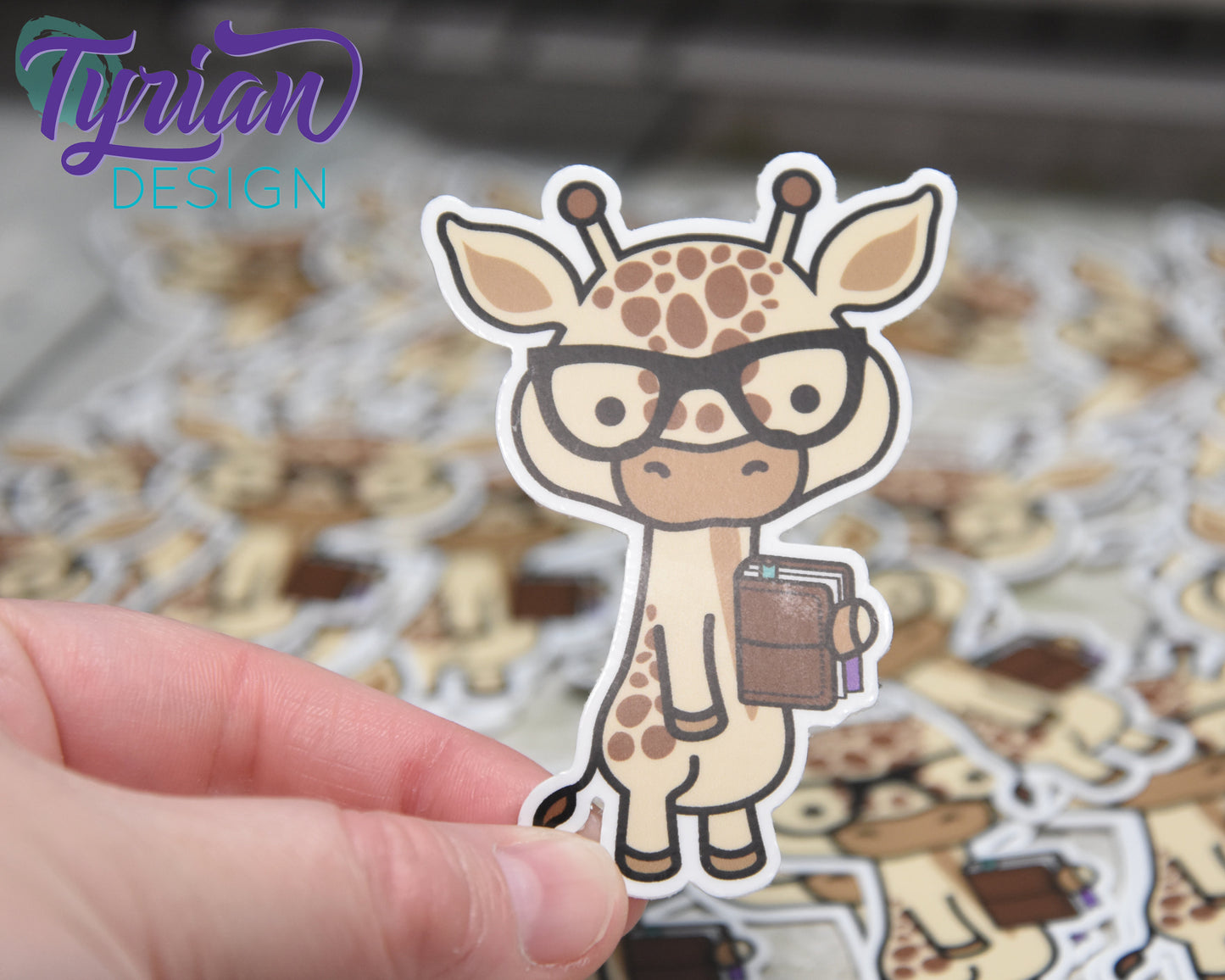 Nerd Giraffe with Planner Vinyl Sticker, Norman |  2.25x3"