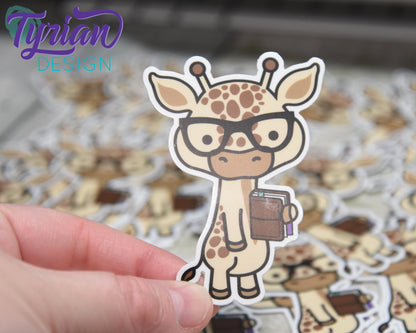 Nerd Giraffe with Planner Vinyl Sticker, Norman |  2.25x3"