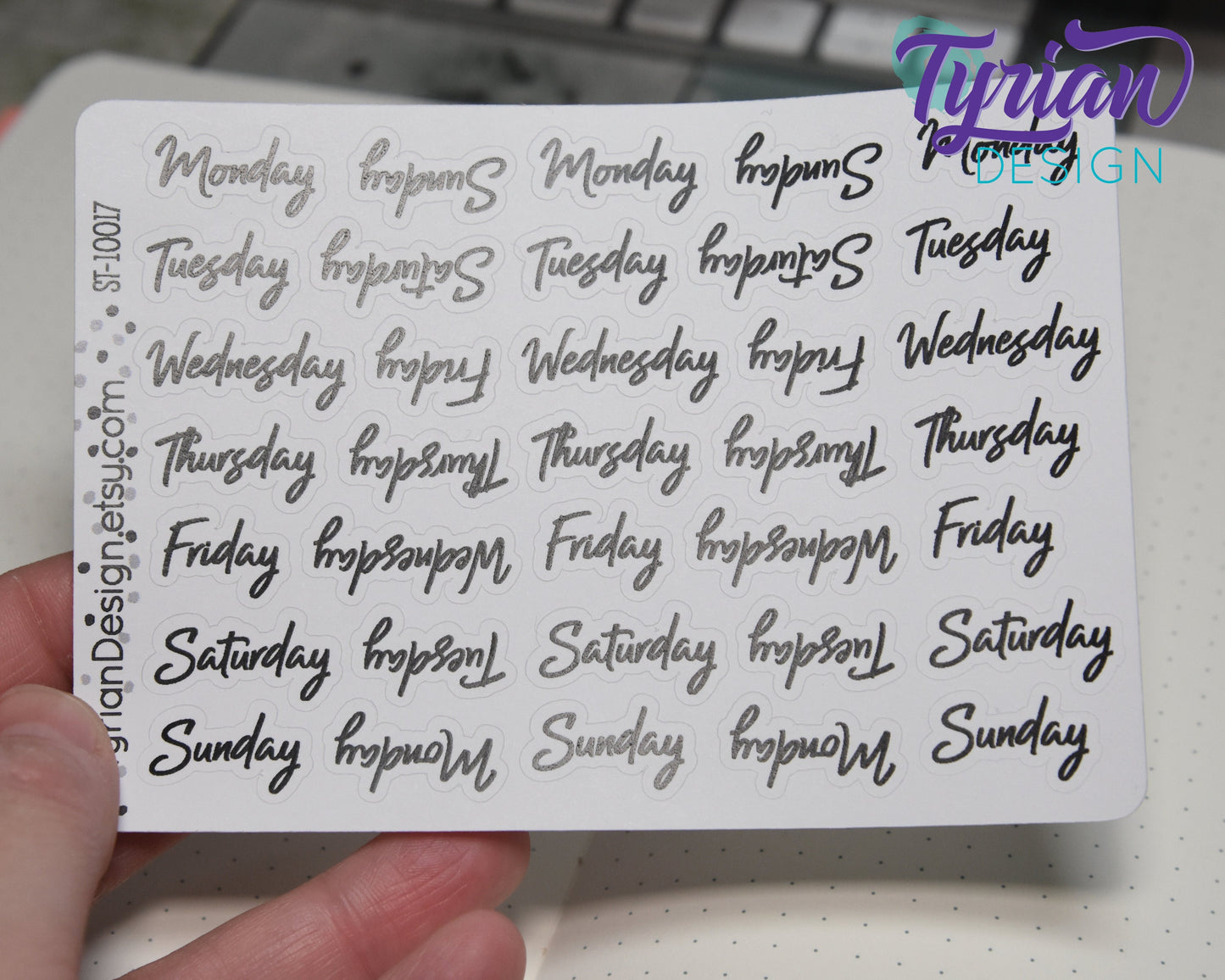 Days of the week Stickers | 35 Stickers | .5" H x Various lengths