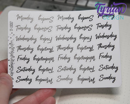 Days of the week Stickers | 35 Stickers | .5" H x Various lengths