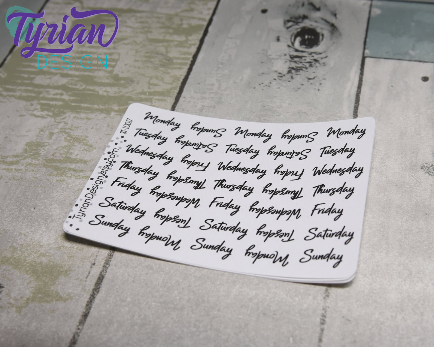Days of the week Stickers | 35 Stickers | .5" H x Various lengths