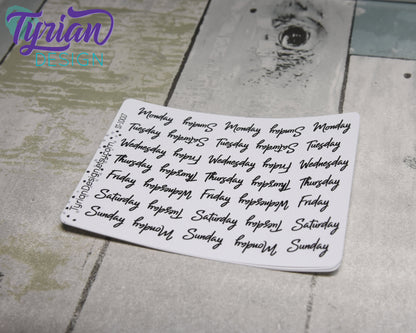 Days of the week Stickers | 35 Stickers | .5" H x Various lengths
