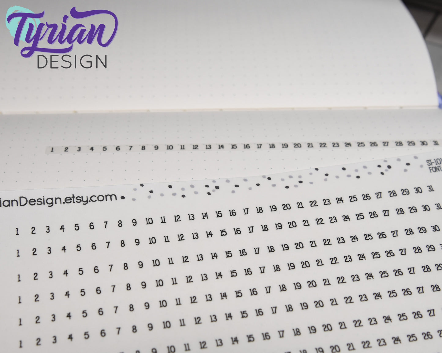 5mm Habit Tracker Horizontal Stickers | 1-31 | 12 Stickers | 155mm x 5mm each