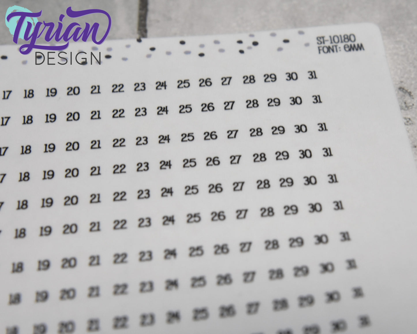 5mm Habit Tracker Horizontal Stickers | 1-31 | 12 Stickers | 155mm x 5mm each