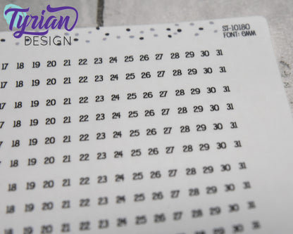 5mm Habit Tracker Horizontal Stickers | 1-31 | 12 Stickers | 155mm x 5mm each