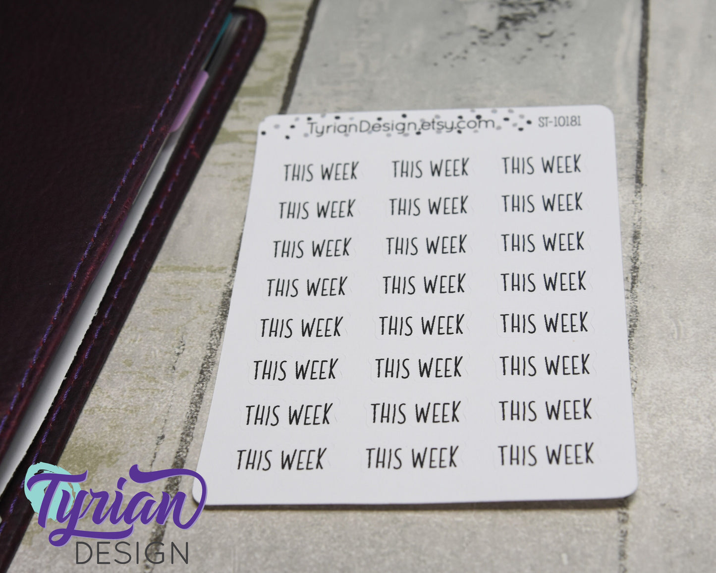 This Week Stickers Sheet for Planners and Journals. Black Type, clear or white matte stickers - This Week Stickers
