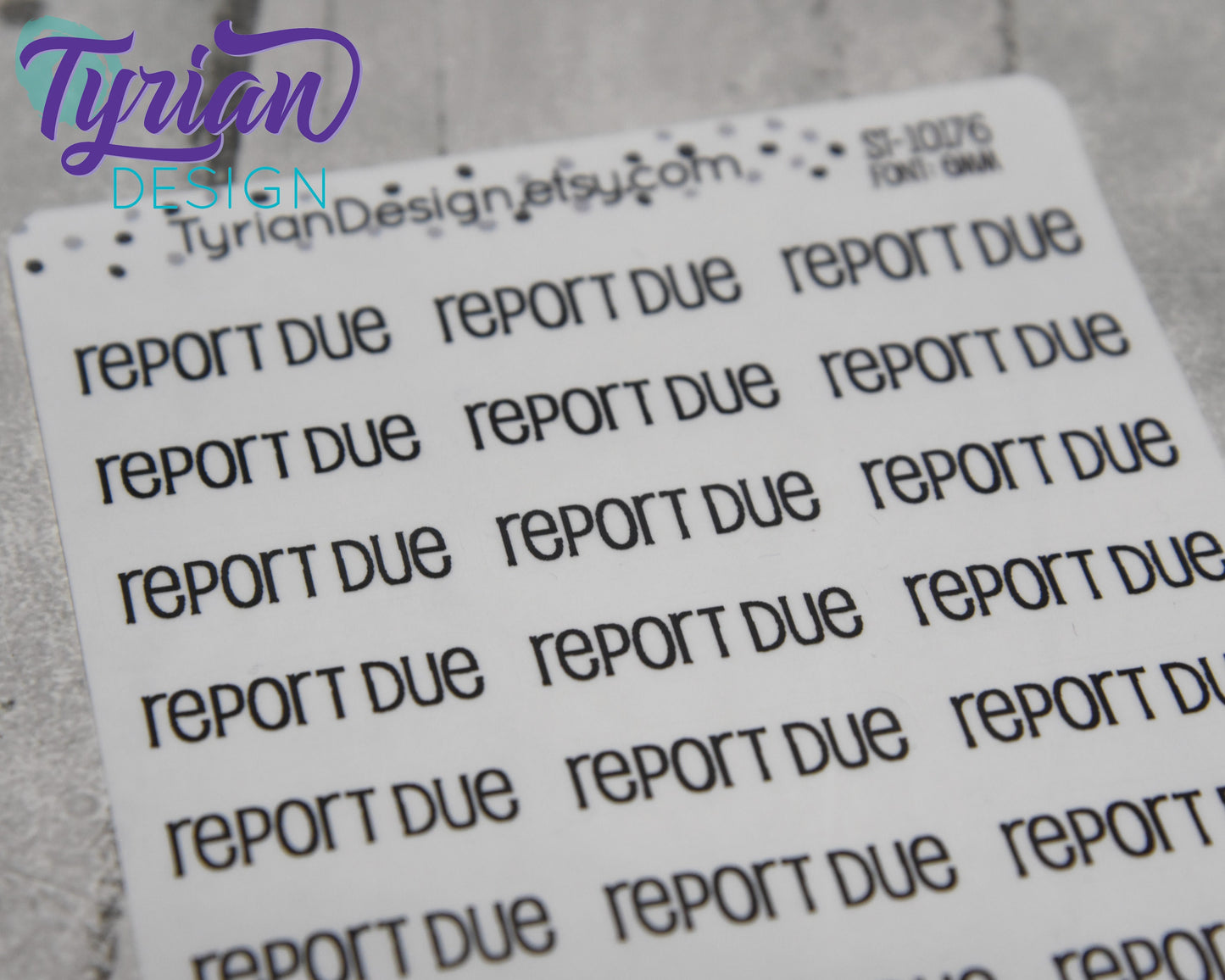 Report Due Stickers |  24 Stickers  |  1" x .34" each | different fonts.