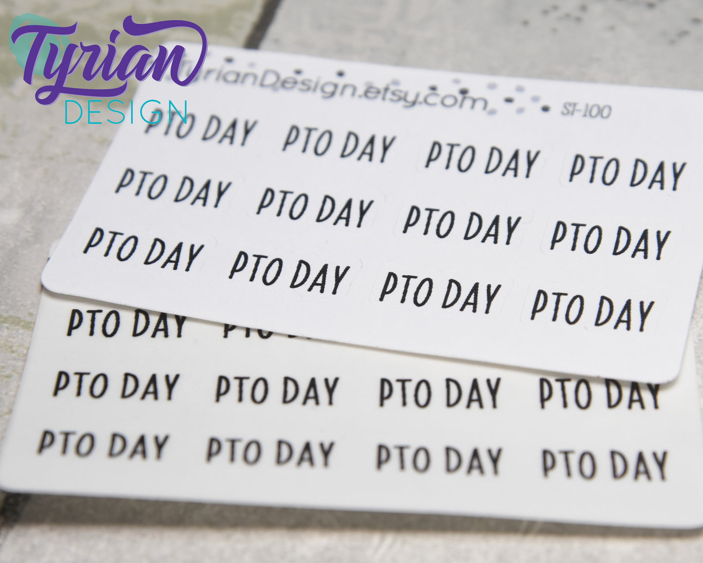 PTO Day Stickers Mini Sheet for Planners and Journals. Black Type, clear or white matte stickers - Paid Time Off Stickers
