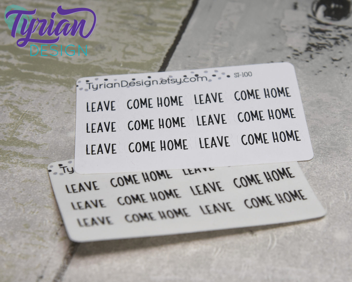 Leave and Come Home Stickers Mini Sheet for Planners and Journals. Black Type, clear or white matte stickers - Road Trip, Vacation, Getaway