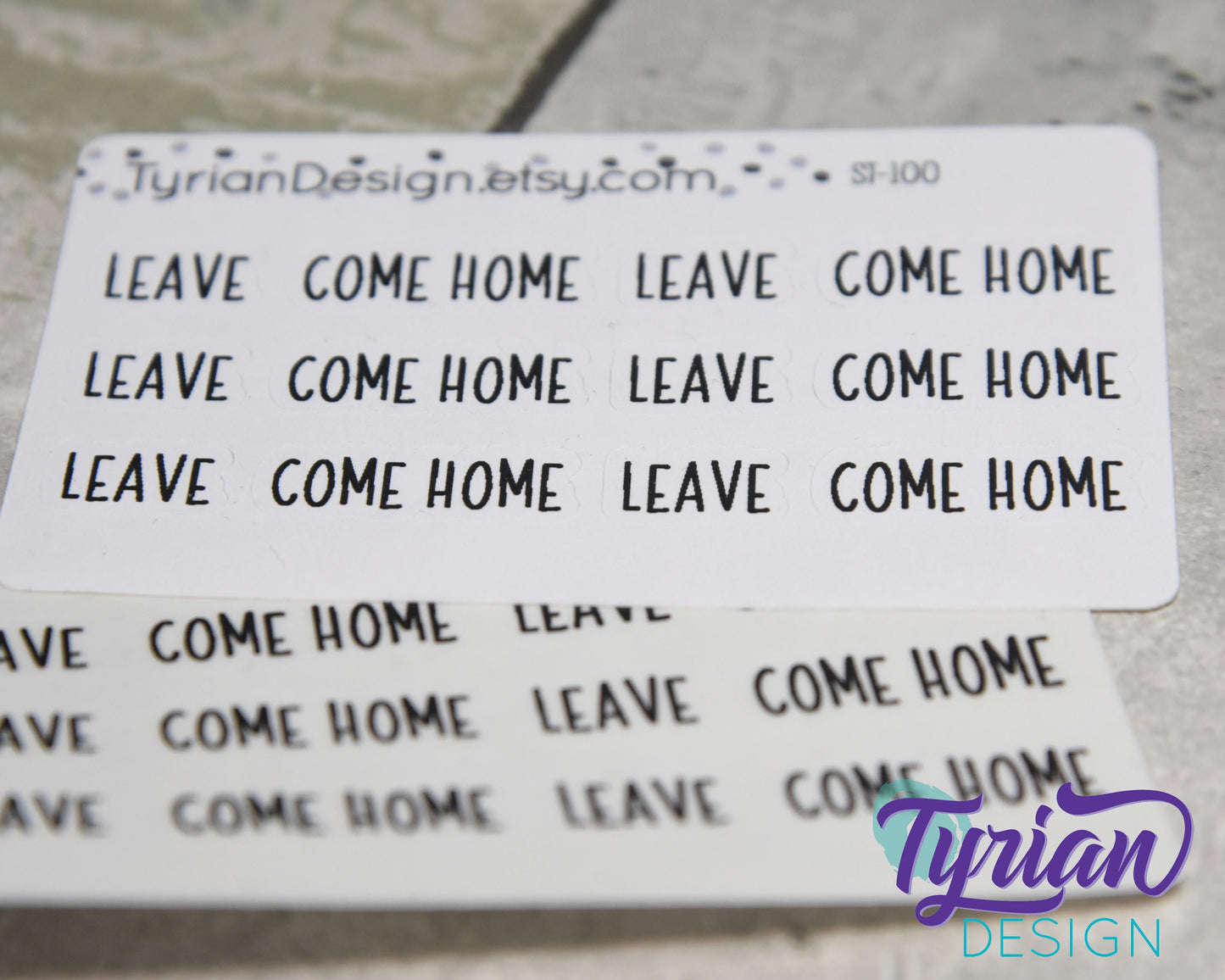 Leave and Come Home Stickers Mini Sheet for Planners and Journals. Black Type, clear or white matte stickers - Road Trip, Vacation, Getaway