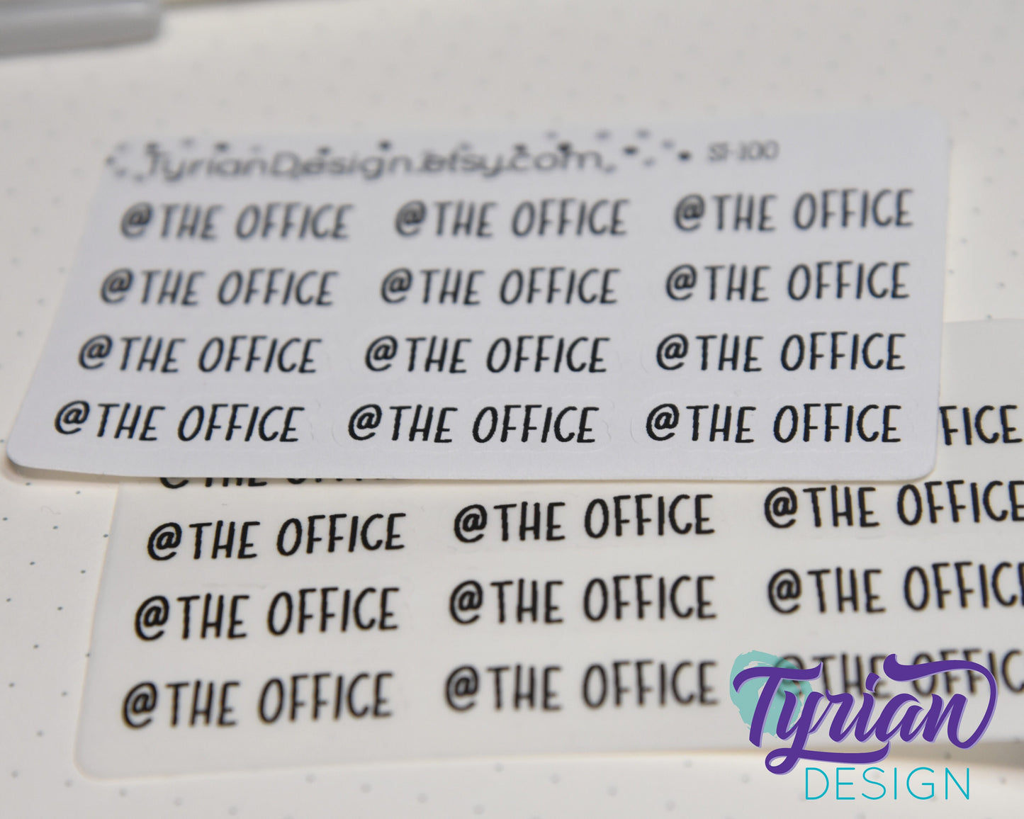 At the office Stickers Mini Sheet for Planners and Journals. Black Type, clear or white matte stickers - @ the office - Charley