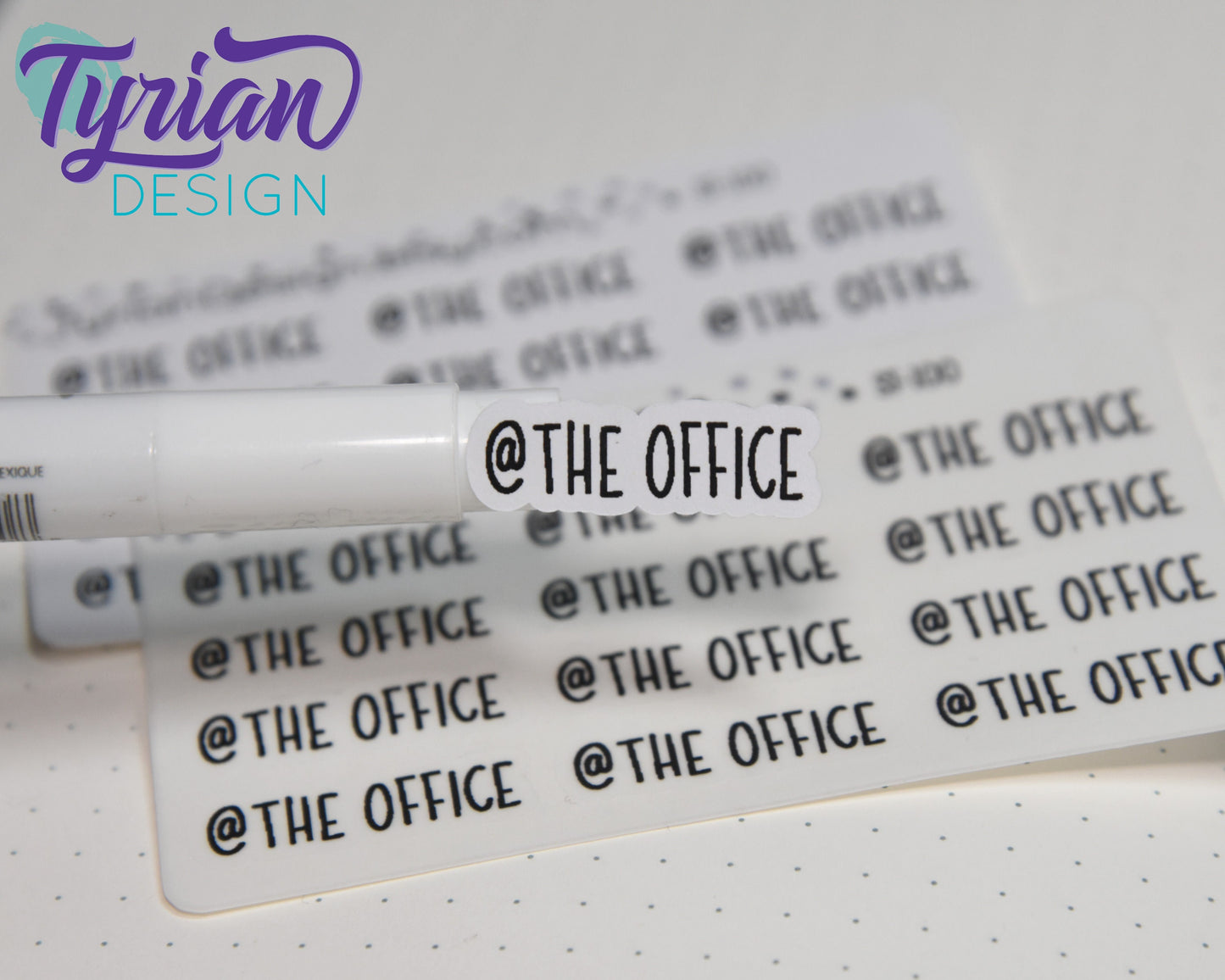 At the office Stickers Mini Sheet for Planners and Journals. Black Type, clear or white matte stickers - @ the office - Charley