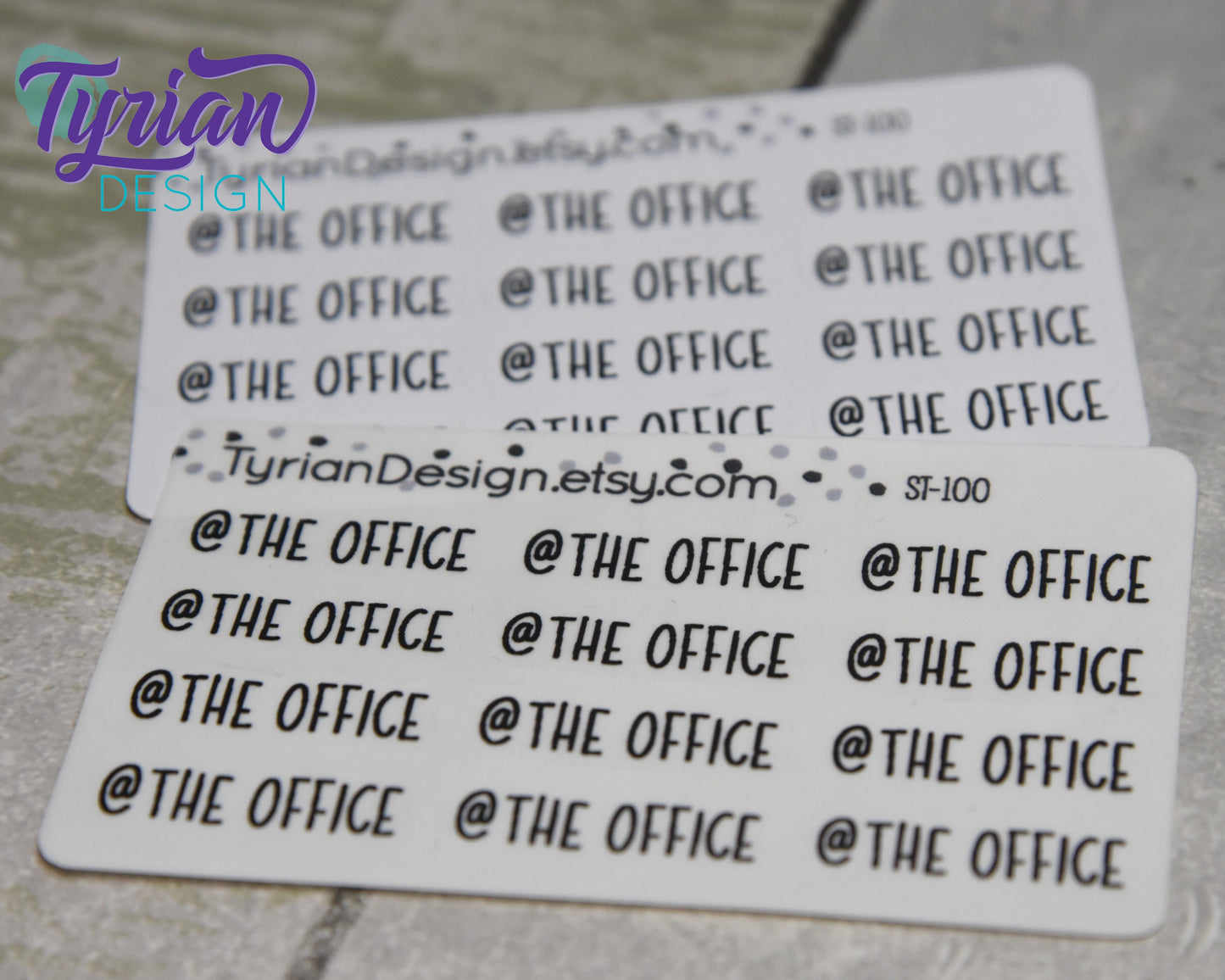 At the office Stickers Mini Sheet for Planners and Journals. Black Type, clear or white matte stickers - @ the office - Charley