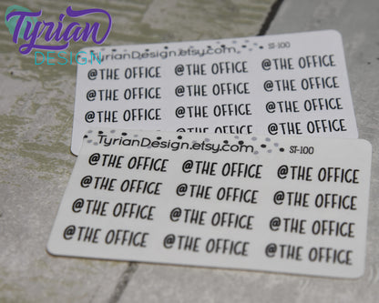 At the office Stickers Mini Sheet for Planners and Journals. Black Type, clear or white matte stickers - @ the office - Charley