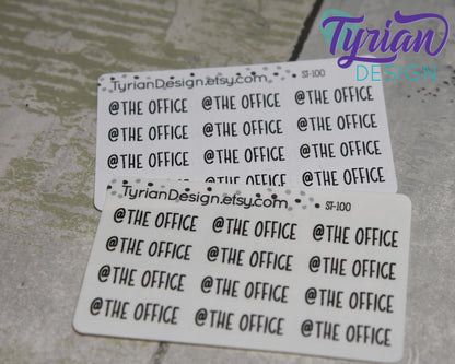 At the office Stickers Mini Sheet for Planners and Journals. Black Type, clear or white matte stickers - @ the office - Charley