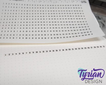 5mm Habit Tracker Horizontal Stickers | 1-31 | 12 Stickers | 155mm x 5mm each