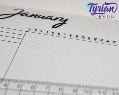 5mm Habit Tracker Horizontal Stickers | 1-31 | 12 Stickers | 155mm x 5mm each