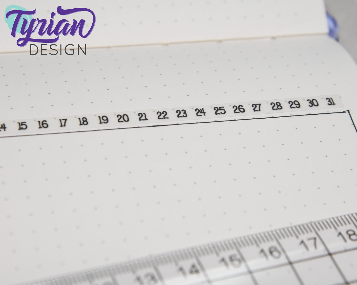 5mm Habit Tracker Horizontal Stickers | 1-31 | 12 Stickers | 155mm x 5mm each