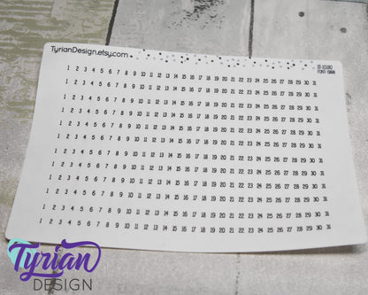 5mm Habit Tracker Horizontal Stickers | 1-31 | 12 Stickers | 155mm x 5mm each
