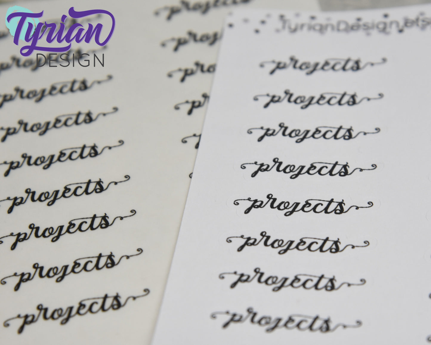 Project Stickers | 18 Stickers | 1.25" x .4" each | Curlie Font