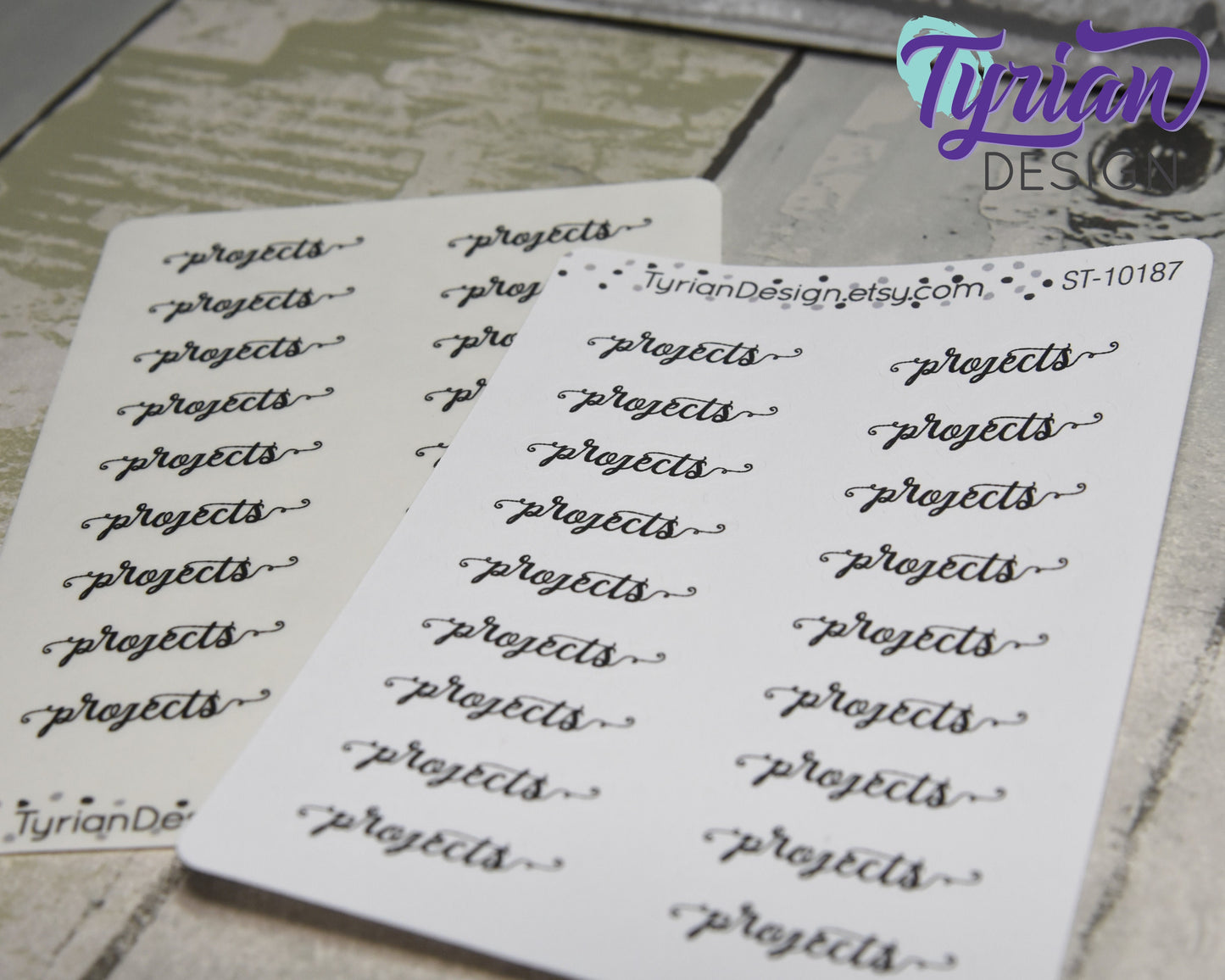 Project Stickers | 18 Stickers | 1.25" x .4" each | Curlie Font