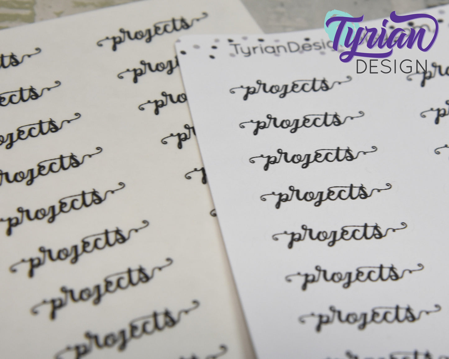 Project Stickers | 18 Stickers | 1.25" x .4" each | Curlie Font