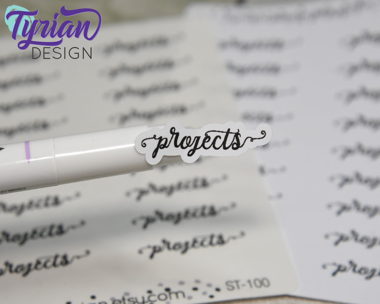 Project Stickers | 18 Stickers | 1.25" x .4" each | Curlie Font