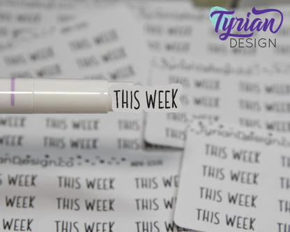 This Week Stickers Mini Sheet for Planners and Journals. Black Type, clear or white matte stickers - Plan the week ahead with This Week