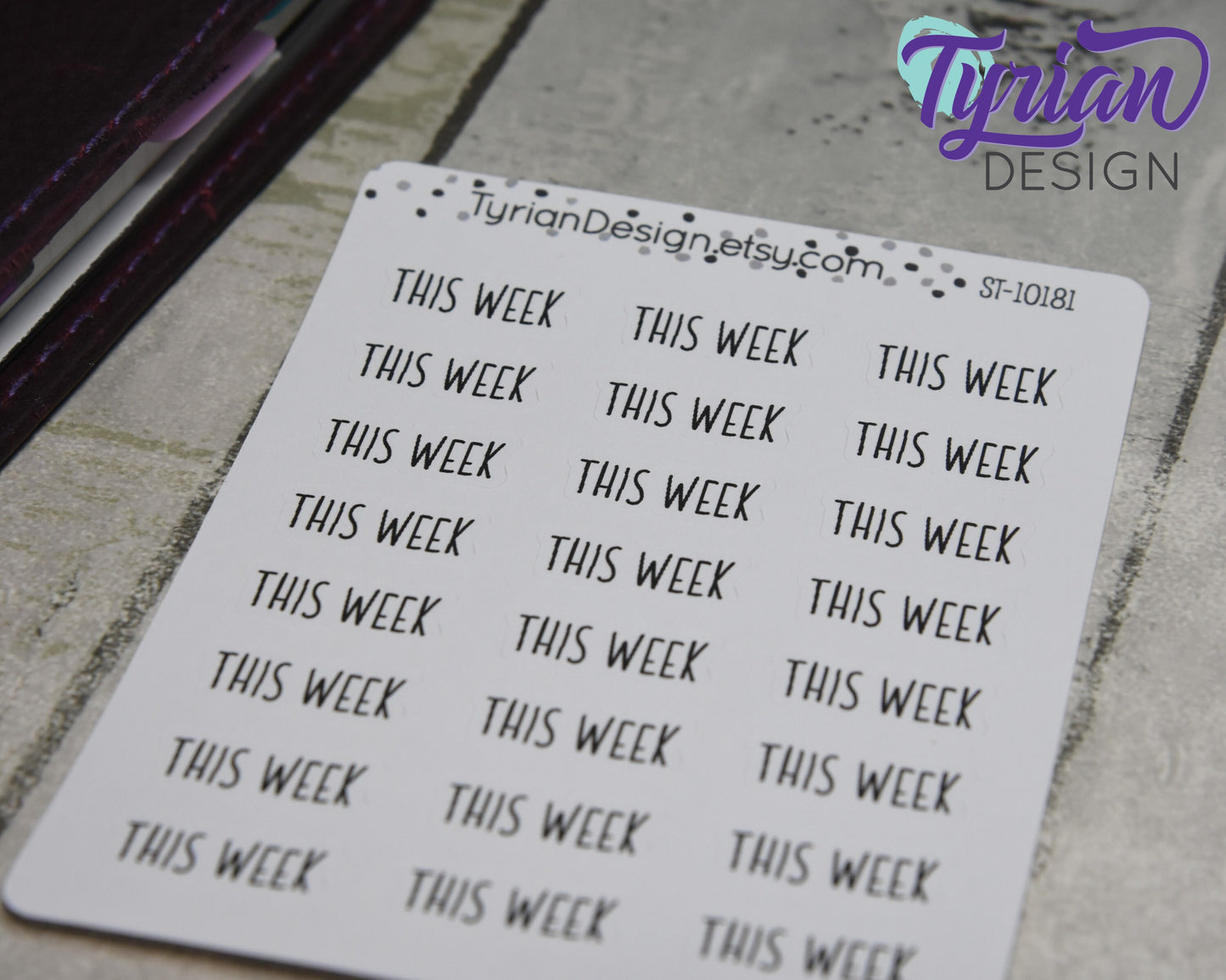 This Week Stickers Sheet for Planners and Journals. Black Type, clear or white matte stickers - This Week Stickers