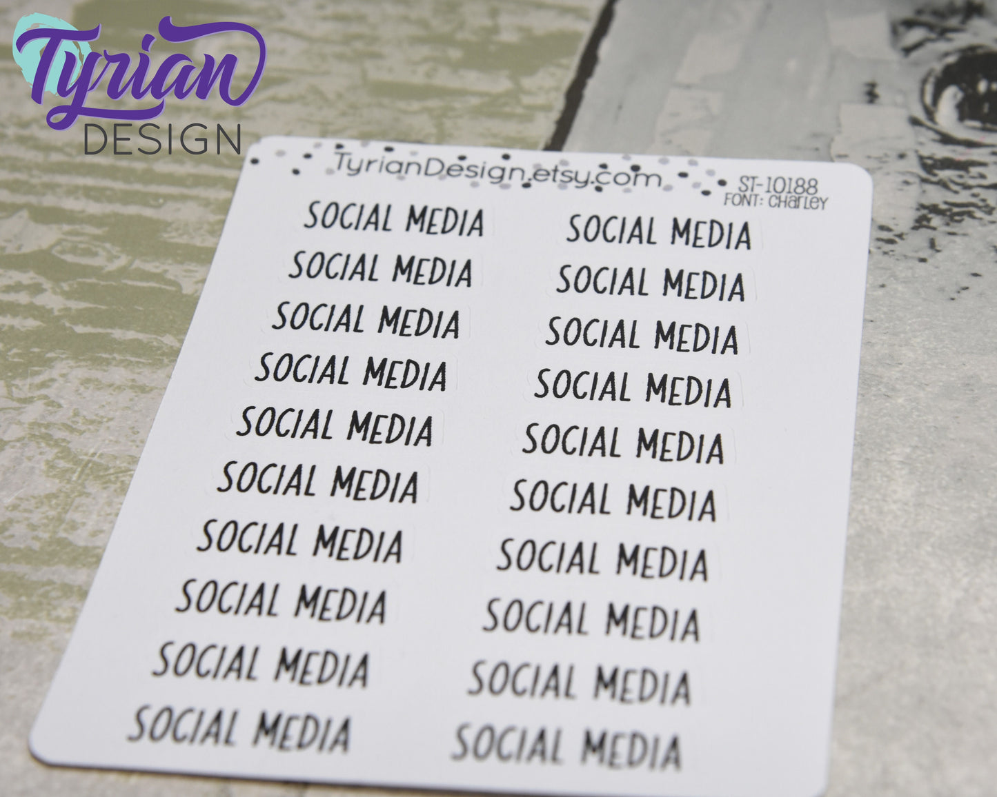 Social Media Stickers | 20 Stickers |  1.1" x .36" | Charley Font.