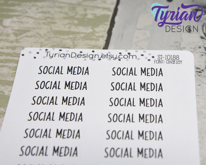 Social Media Stickers | 20 Stickers |  1.1" x .36" | Charley Font.