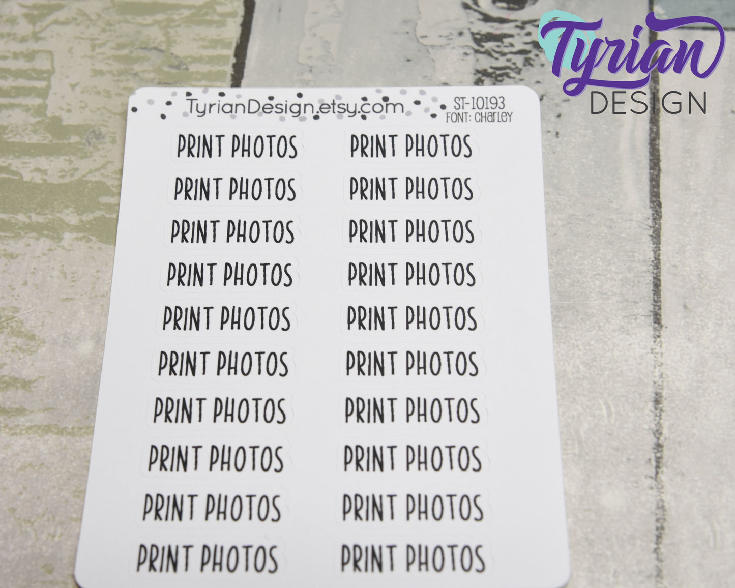 Print Photos Stickers | 1.12" x .35" each | Charley Font